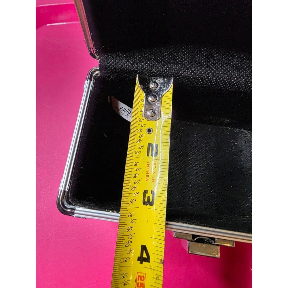 Vaultz Mini Locking Storage Box Black Chrome Security‎ Case Key Lock VZ01002